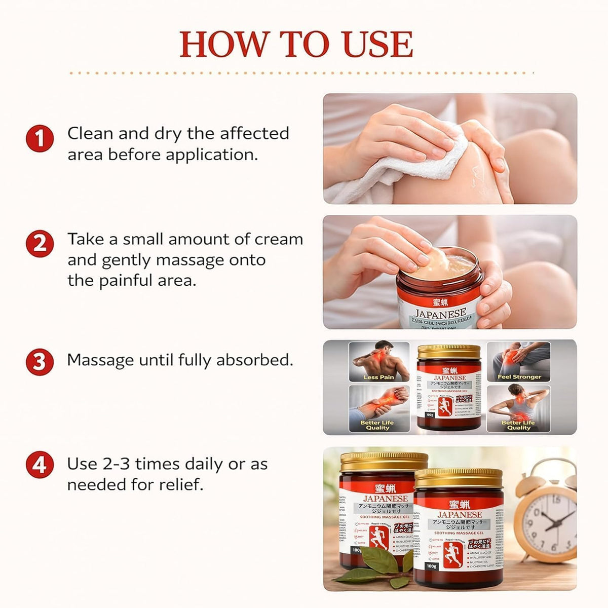 Japanese Instant Pain Relief Soothing Massage Gel (BUY 1 GET 1)