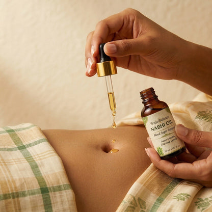 Ayurvedic Nabhi Oil | Daily Sugar Wellness — application to navel (2048²)