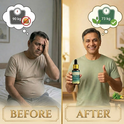 Ayurvedic Detox Nabhi Oil | Daily Body Balance — before/after 90kg → 73kg (wmo-m3) — client requested slide 2
